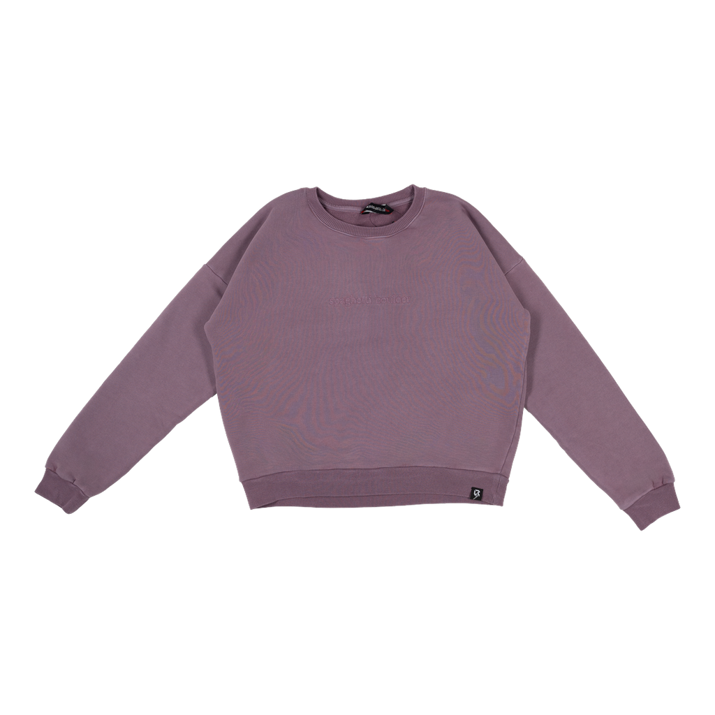 Spaghetti Boulder Font Crew Neck felpa donna