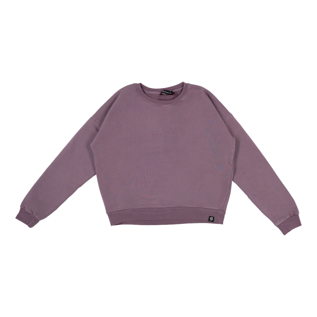 Spaghetti Boulder Font Crew Neck felpa donna