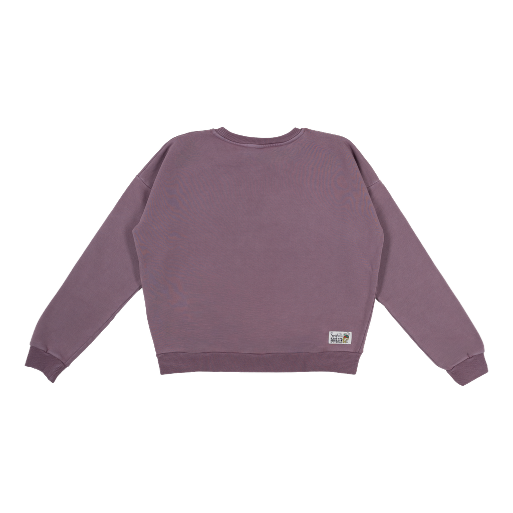 Spaghetti Boulder Font Crew Neck felpa donna