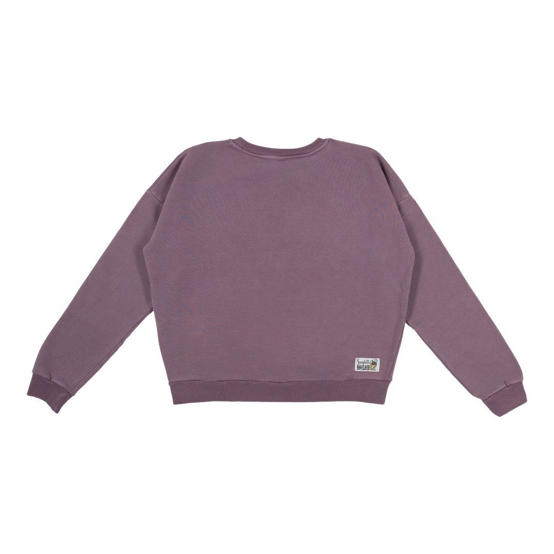 Spaghetti Boulder Font Crew Neck felpa donna