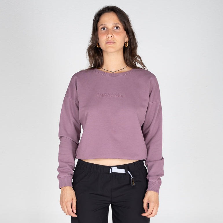 Spaghetti Boulder Font Crew Neck felpa donna