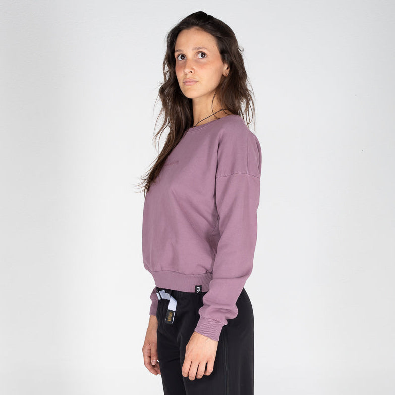 Spaghetti Boulder Font Crew Neck felpa donna
