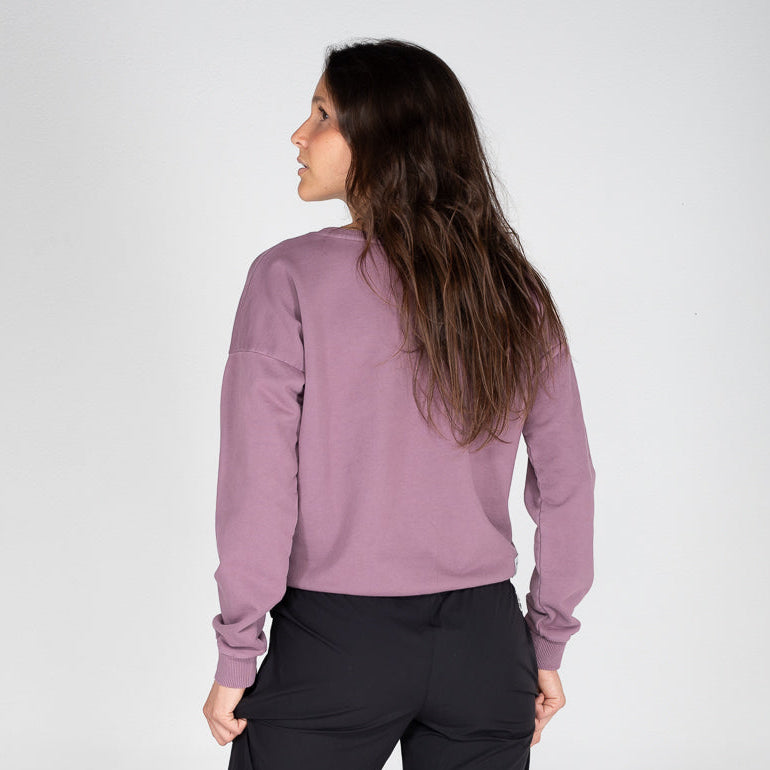 Spaghetti Boulder Font Crew Neck felpa donna